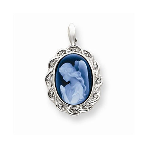 14k White Gold Wings of Love Diamonds Cameo pendant, Stylish Pendants for Necklace