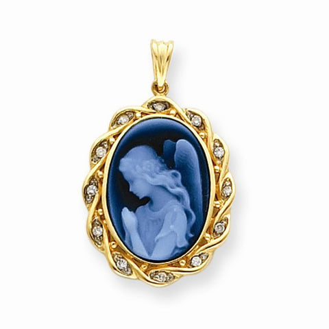 14k Gold Wings of Love Diamonds Cameo pendant, Classy Pendants for Necklace