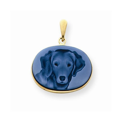 14k Gold Animal Friendly -- Dog Cameo Pendant, Pendants for Necklace
