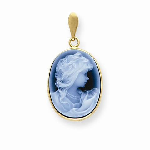 14k Gold Traditional -- Lady Profile Cameo Pendant, Pendants for Necklace