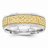 14k Two-Tone 7mm Design-Etched Wedding Band