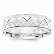 14k White Gold 7mm Design-Etched Wedding Band