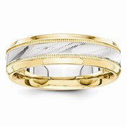 14k Two-Tone 6mm Flared-Edge Wedding Band