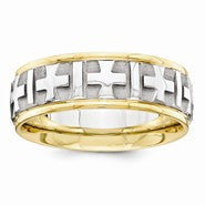 14k Two-Tone 7mm Design-Etched Wedding Band