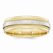 14k Two-Tone 6mm Milgrained Edge Wedding Band