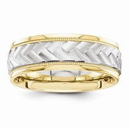 14k Two-Tone 7mm Design-Etched Wedding Band
