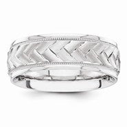 14k White Gold 7mm Design-Etched Wedding Band