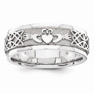 14k White Gold 6.75mm Fancy Wedding Band