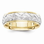14k Two-Tone 6mm Design-Etched Wedding Band