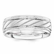 14k White Gold 6.50mm Fancy Wedding Band