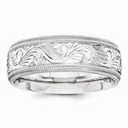 14k White Gold 7mm Fancy Wedding Band