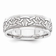 14k White Gold 7mm Fancy Wedding Band