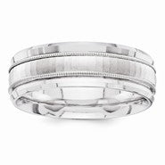 14k White Gold 6.75mm Fancy Wedding Band