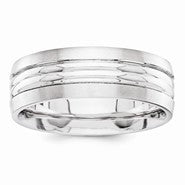 14k White Gold 6.75mm Fancy Wedding Band