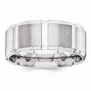 14k White Gold 7.75mm Fancy Wedding Band