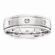 14k White Gold 6mm Fancy Diamond Wedding Band