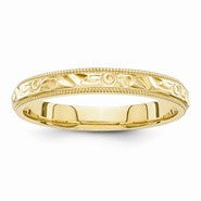 14k Yellow Gold hand engraved Wedding Band