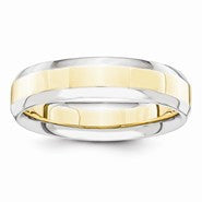 14k Two-Tone 5mm Domed Wedding Band