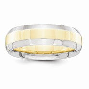 14k Two-Tone 6mm Domed Wedding Band