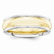 14k Two-Tone 6mm Domed Wedding Band