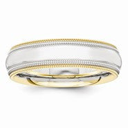 14k Two-Tone 5.5mm Milgrained-Edged Wedding Band