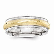 14k Two-Tone 6mm Design-Etched Wedding Band