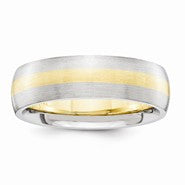 14k Two-Tone 6mm Domed Wedding Band