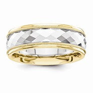 14k Two-Tone 7mm Design-Etched Wedding Band