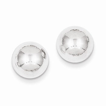 14k White Gold Polished Half Ball Post Earrings