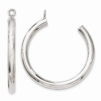 14k White Gold Polished Tube Hoop Earring Jackets