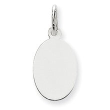 14k White Gold Plain .011 Gauge Oval Engravable Disc Charm hide-image