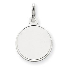 14k White Gold Plain .013 Gauge Round Engravable Disc Charm hide-image
