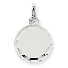 14k White Gold Plain .013 Gauge Round Engravable Disc Charm hide-image