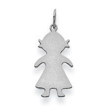 14k White Gold Plain Small .018 Gauge Engravable Girl Charm hide-image