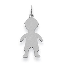 14k White Gold Plain Small .009 Gauge Engravable Boy Charm hide-image