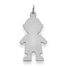 14k White Gold Plain Medium .018 Gauge Engravable Boy Charm hide-image