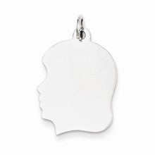 14k White Gold Plain Medium Facing Left Engravable Girl Charm hide-image