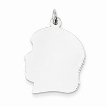 14k White Gold Plain Large Facing Left Engravable Girl Charm hide-image