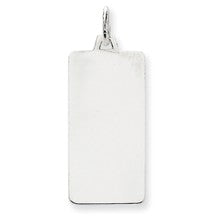 14k White Gold Plain .018 Gauge Rectangular Engravable Dog Tag Pendant Charm hide-image