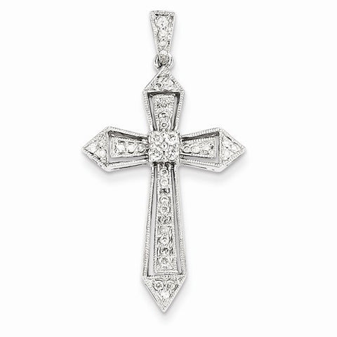 14k White Gold Diamond Passion Cross Pendant, Pendants for Necklace