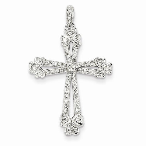 14k White Gold Diamond Cross Pendant, Pendants for Necklace