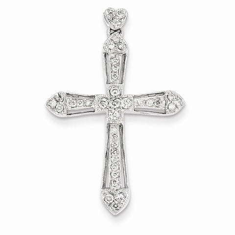 14k White Gold Diamond Cross Pendant, Pretty Pendants for Necklace