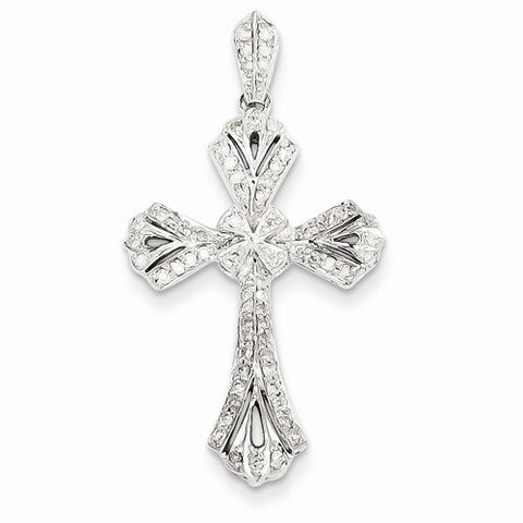 14k White Gold Diamond Cross Pendant, Gorgeous Pendants for Necklace