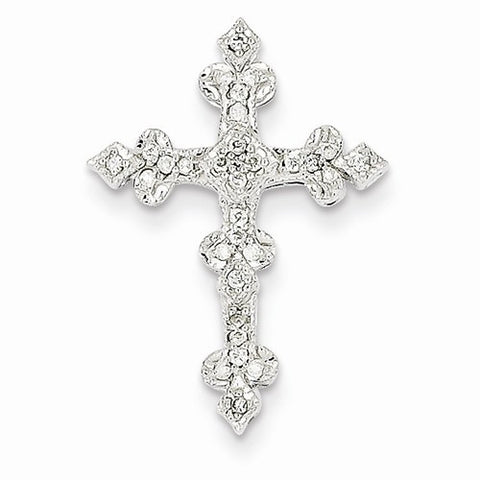 14k White Gold Diamond Filigree Cross pendant, Classy Pendants for Necklace