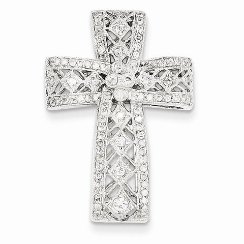 14k White Gold Diamond Filigree Cross pendant, Alluring Pendants for Necklace