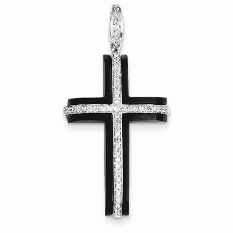 14k White Gold Diamond & Onyx Cross pendant, Exquisite Pendants for Necklace