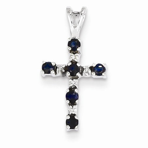 14k White Gold Diamond & Sapphire Cross pendant, Pendants for Necklace