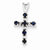 14k White Gold Diamond & Sapphire Cross pendant, Pendants for Necklace
