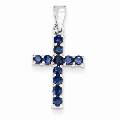 14k White Gold Sapphire Cross pendant, Gorgeous Pendants for Necklace