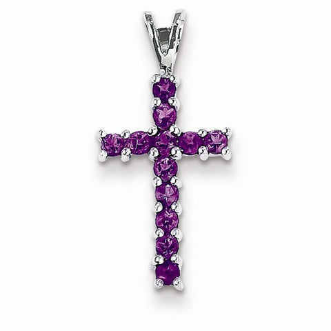 14k White Gold Amethyst Cross pendant, Adorable Pendants for Necklace